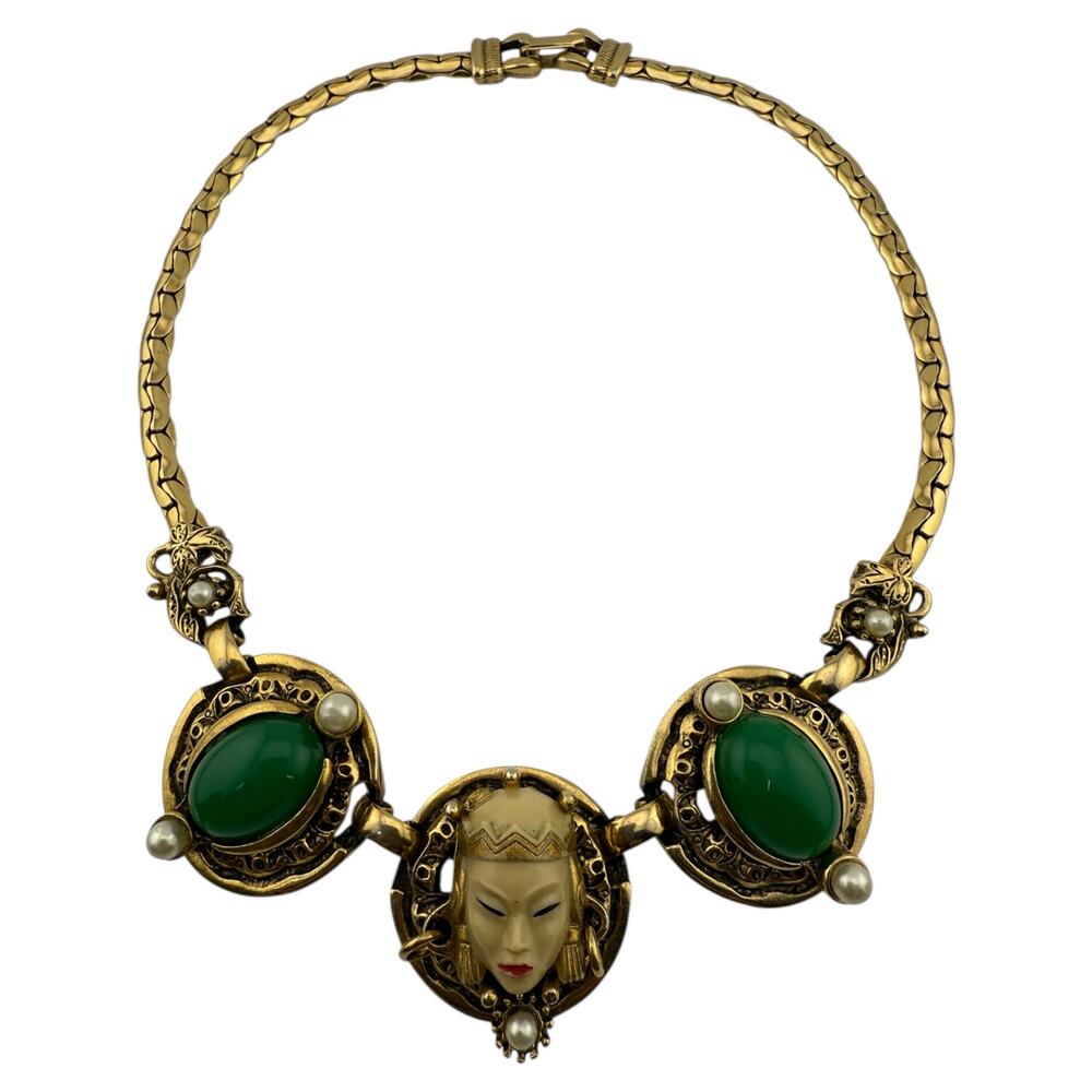 Vintage Selro Asian Princess Faux Jade Necklace